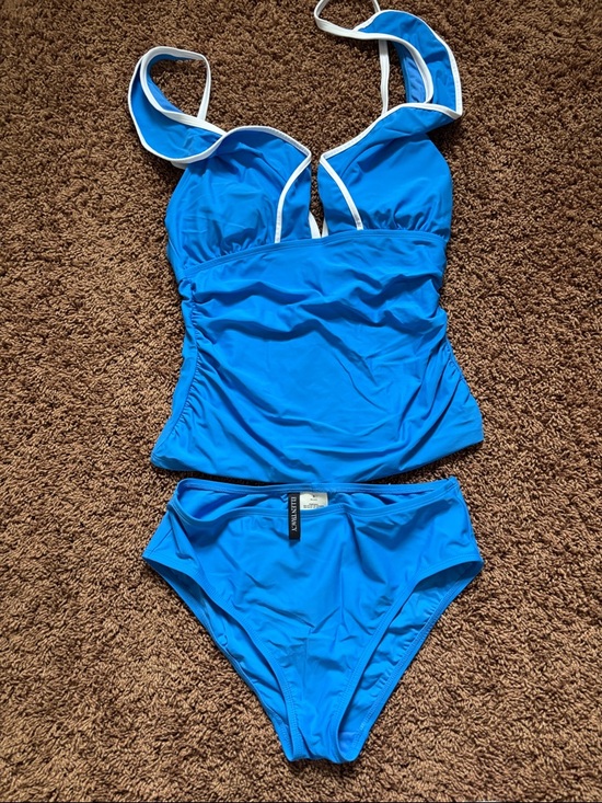 Ellen Tracy Other - Ellen Tracy Bright Blue Two-Piece Tankini Set with White Trim